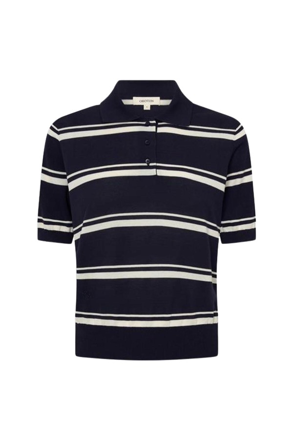 Oroton Short Sleeve Stripe Knit Polo