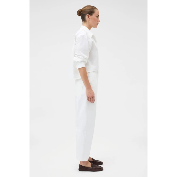 Oroton White Twill Pant - Oroton Pants - Australian Heritage Luxury - Shop at Luxury Shoes 