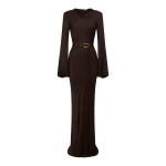 Shona Joy Agnes Long Sleeve Maxi Dress With Belt – Espresso