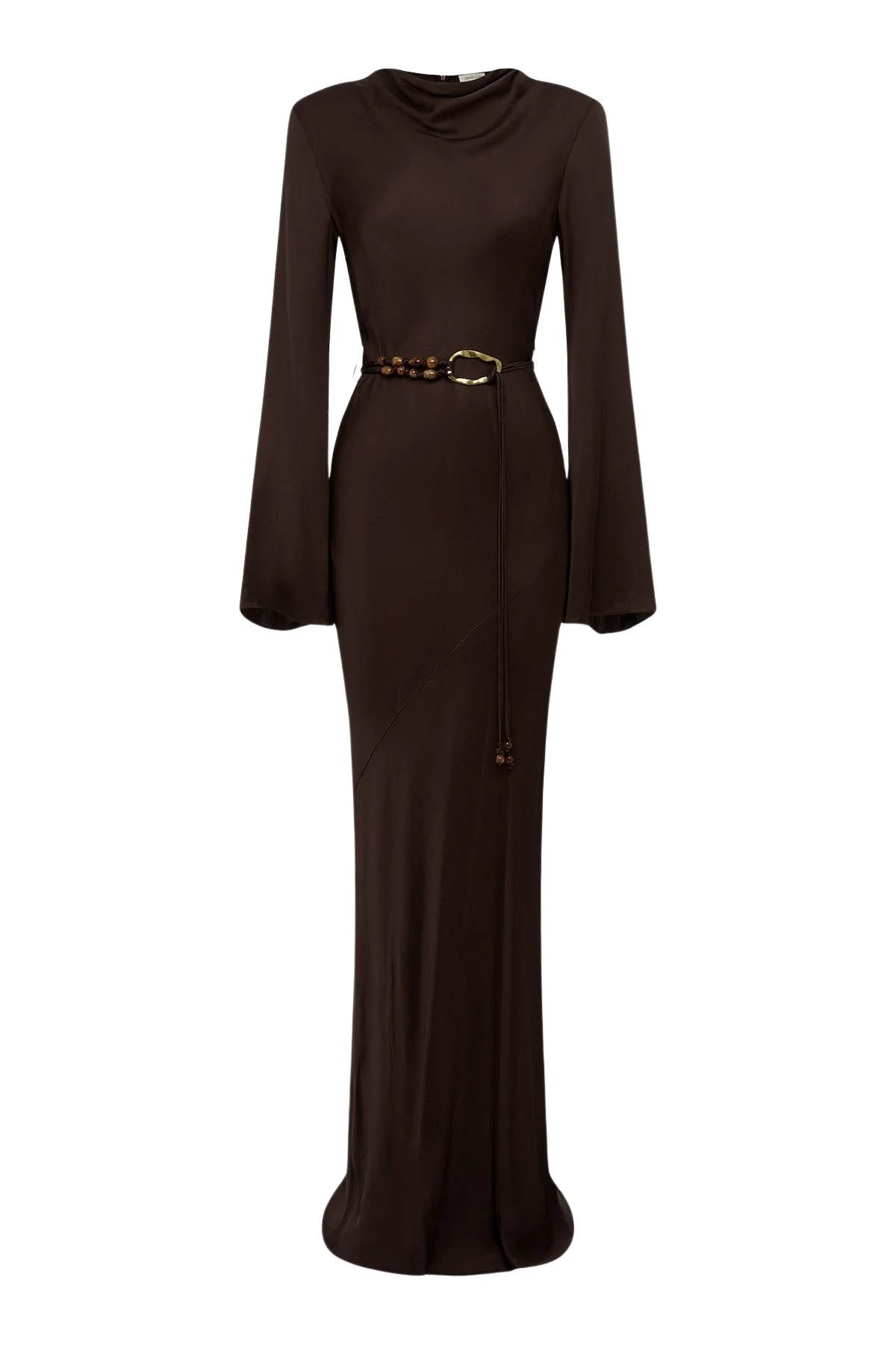 Shona Joy Agnes Long Sleeve Maxi Dress With Belt – Espresso