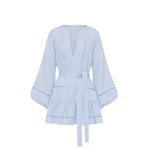 Shona Joy Tommy Linen Balloon Sleeve Mini Dress – Sky