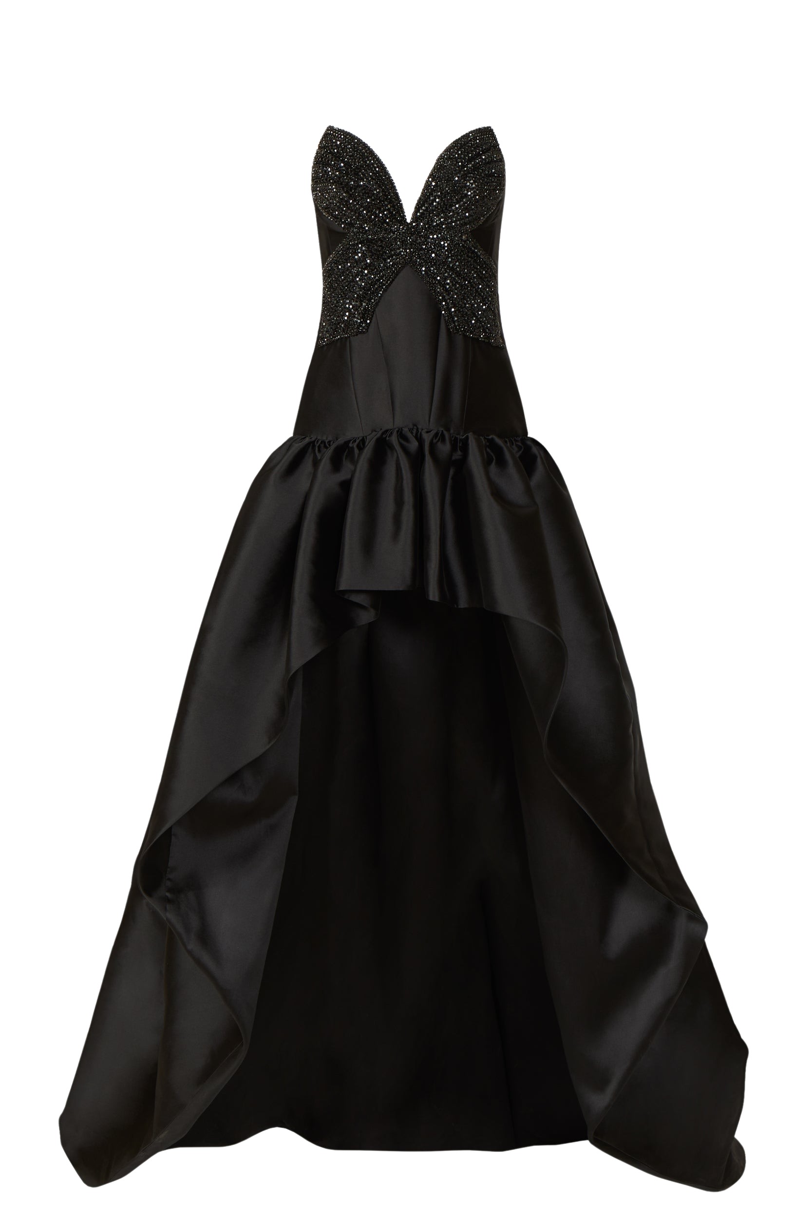 Costarellos Thara Silk Mikado High Low Gown