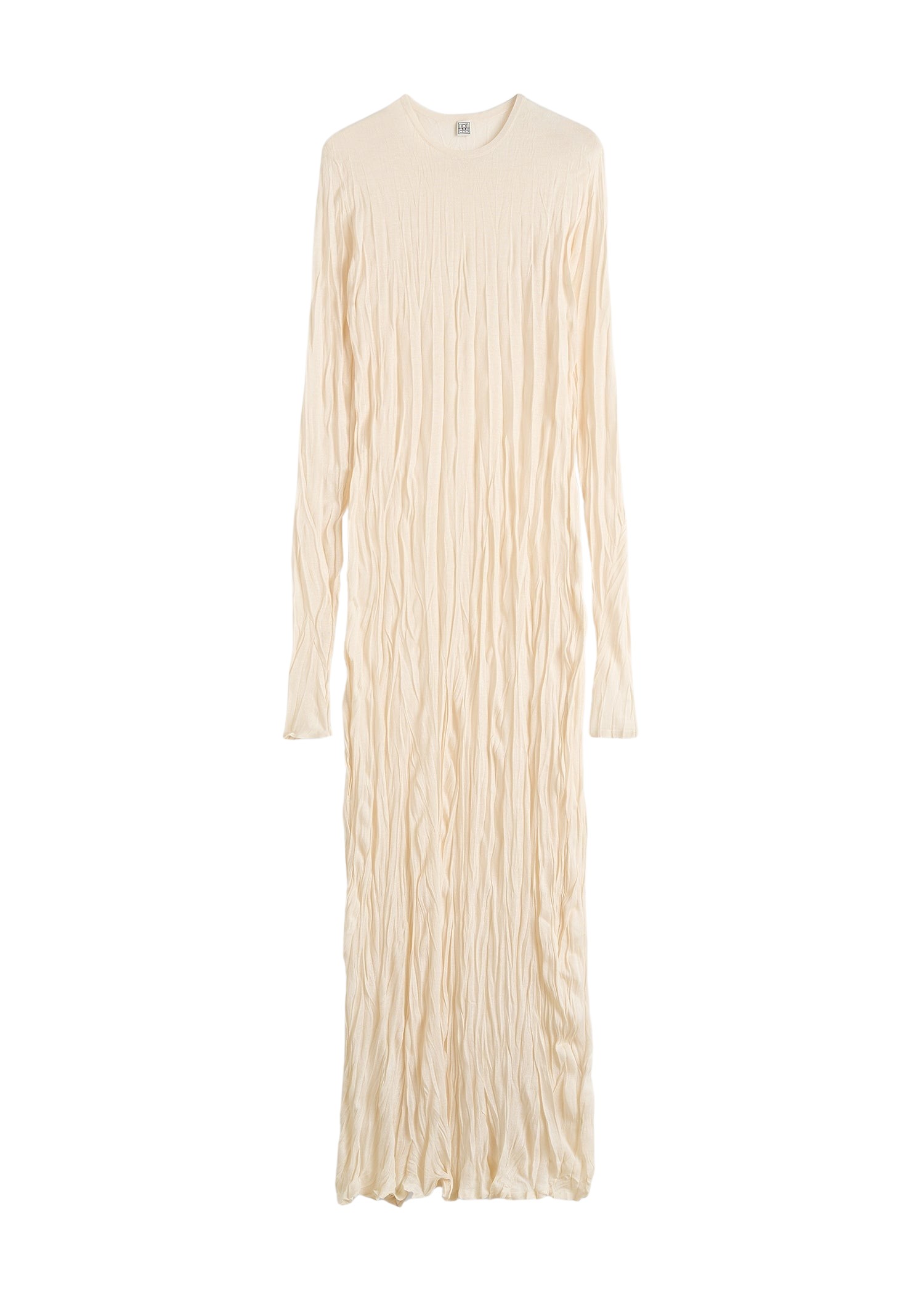 Toteme Crinkled Knit Long-Sleeve Dress White