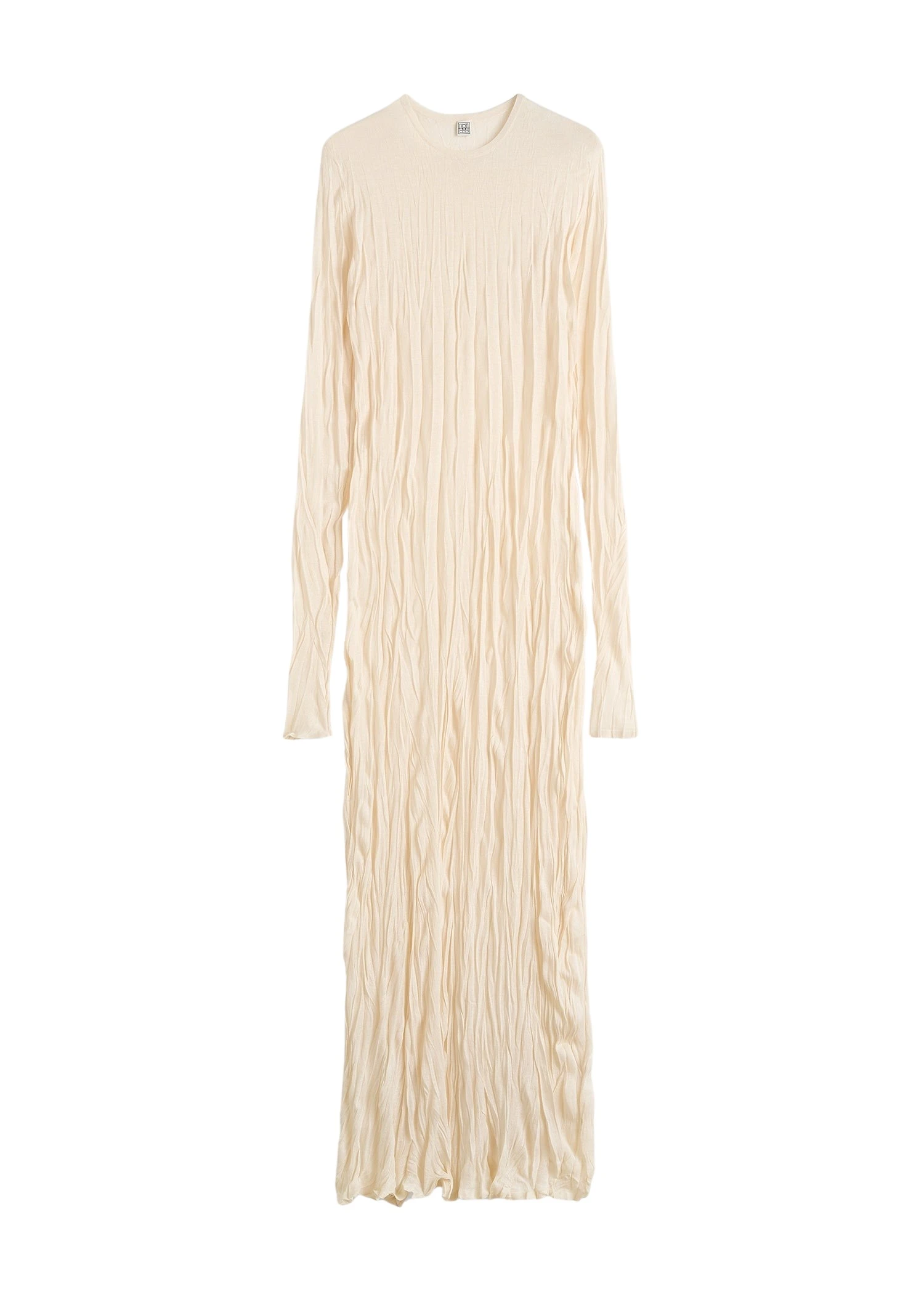 Toteme-Crinkled-Knit-Long-Sleeve-Dress-Pale-Apricot37996_nobg Toteme Dresses with minimalist design at Luxury Shoes