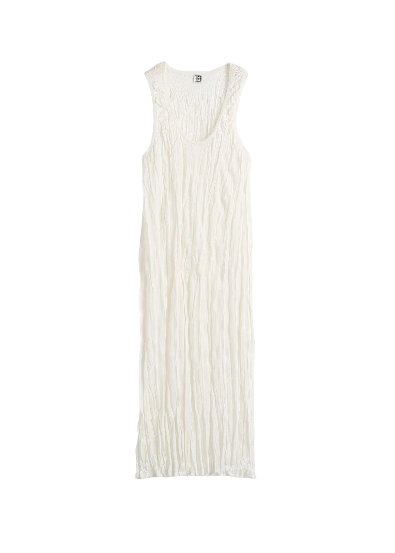 Toteme-Crinkled-Knit-Tank-Dress-White60362_nobg Toteme Dresses with minimalist design at Luxury Shoes