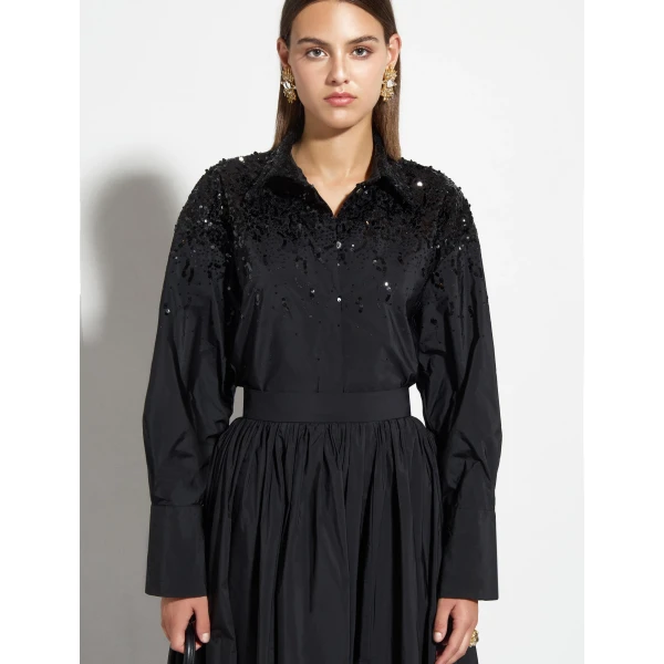 Zuhair Murad Taffeta Paillettes Shirt - Tops - Lebanese Haute Couture and Evening Gowns at Luxury Shoes 