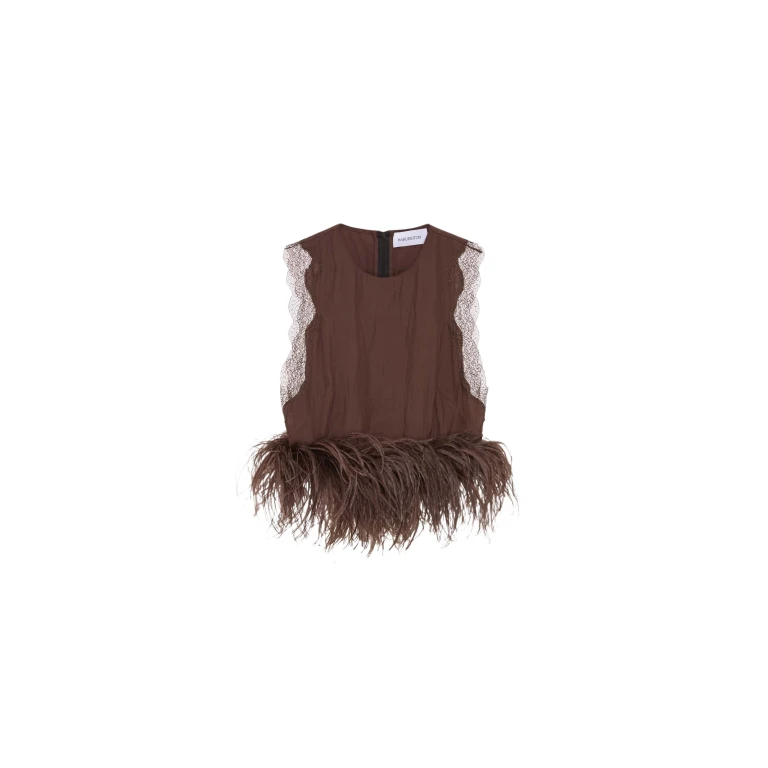 Elevate your elegance in this 16Arlington Tops from the luxury feather dress edit
