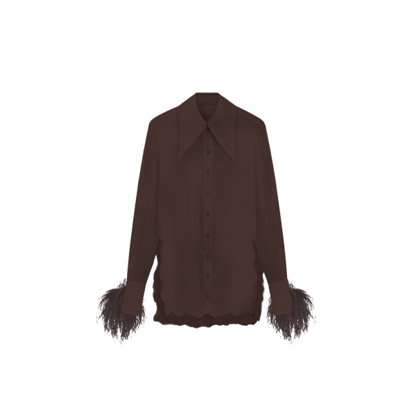 Elevate your elegance in this 16Arlington Tops from the luxury feather dress edit