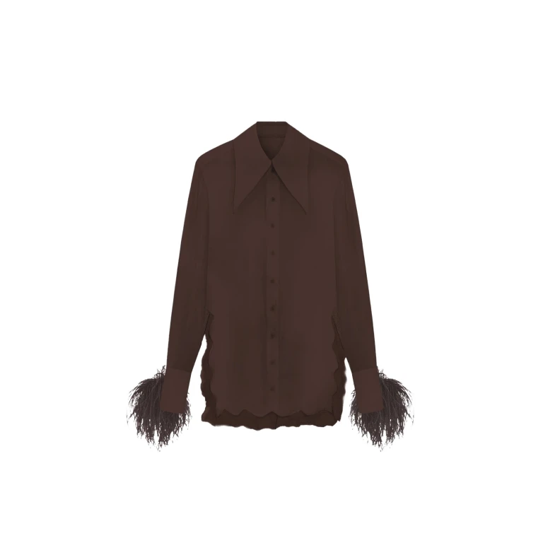 Elevate your elegance in this 16Arlington Tops from the luxury feather dress edit