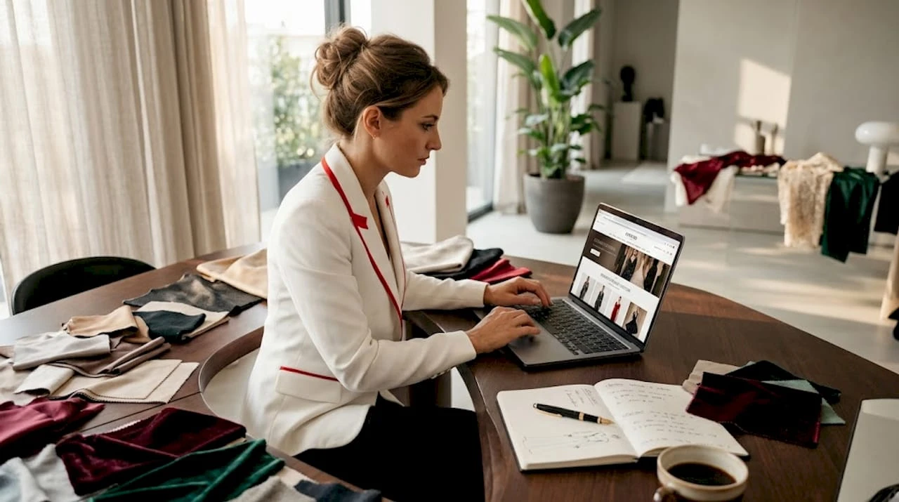 Donna alla ricerca di nuove piattaforme di moda online