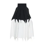 A.W.A.K.E. MODE A-Line Skirt With Panel Black White - Skirts - Conceptual Avant-Garde Fashion at Luxury Shoes 