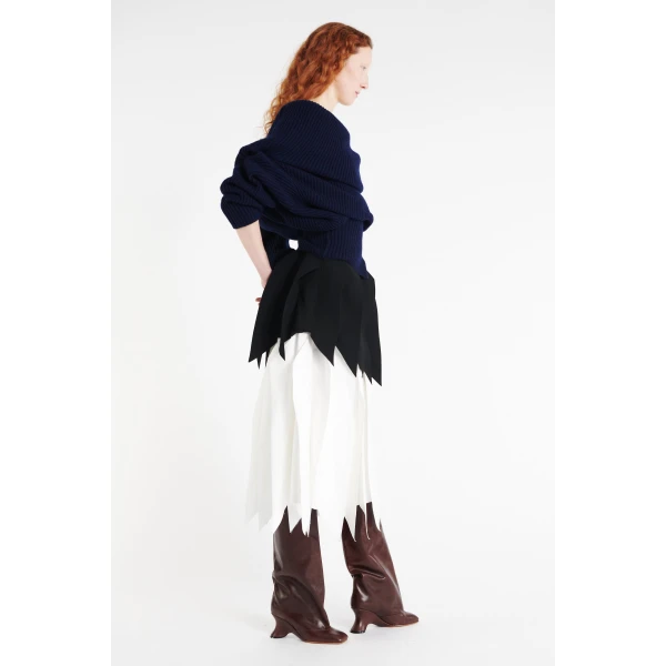 A.W.A.K.E. MODE A-Line Skirt With Panel Black White - Skirts - Conceptual Avant-Garde Fashion at Luxury Shoes 