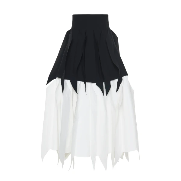 A.W.A.K.E. MODE A-Line Skirt With Panel Black White - Skirts - Conceptual Avant-Garde Fashion at Luxury Shoes 