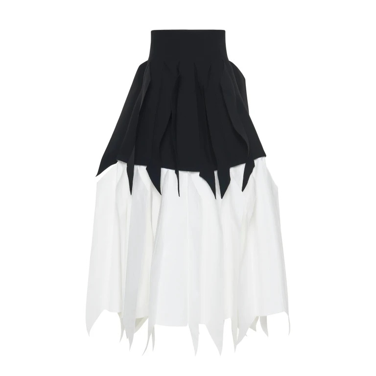 A.W.A.K.E. MODE A-Line Skirt With Panel Black White - Skirts - Conceptual Avant-Garde Fashion at Luxury Shoes 