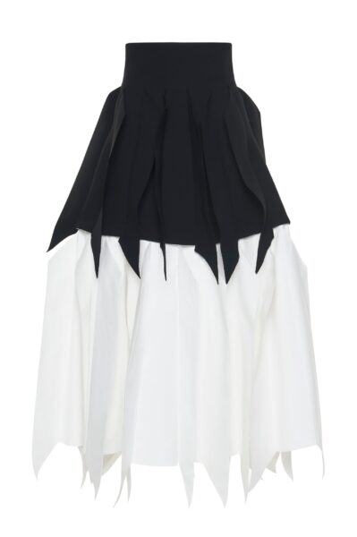 A.W.A.K.E. MODE A-Line Skirt With Panel Black White - Skirts - Conceptual Avant-Garde Fashion at Luxury Shoes 