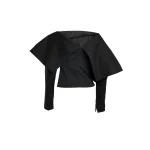 A.W.A.K.E. MODE Asymmetric Oversized Collar Top Black - Tops - Conceptual Avant-Garde Fashion at Luxury Shoes 