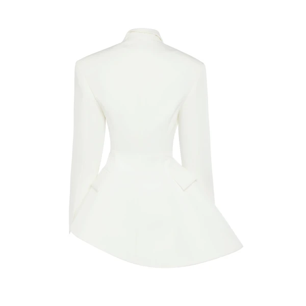 A.W.A.K.E. MODE Asymmetric Volume-Contrast Jacket White - Jackets - Conceptual Avant-Garde Fashion at Luxury Shoes 