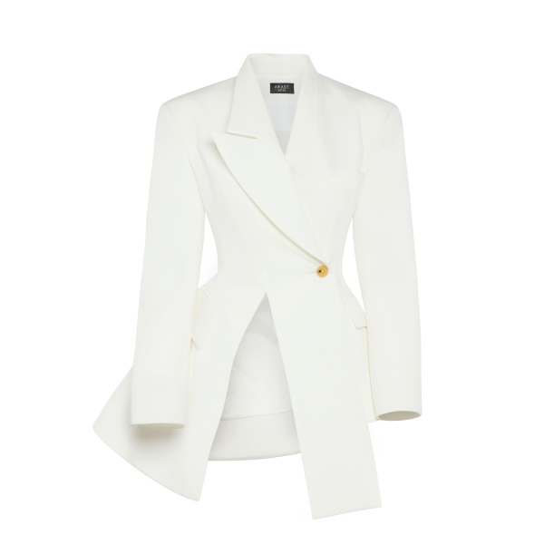 A.W.A.K.E. MODE Asymmetric Volume-Contrast Jacket White - Jackets - Conceptual Avant-Garde Fashion at Luxury Shoes 