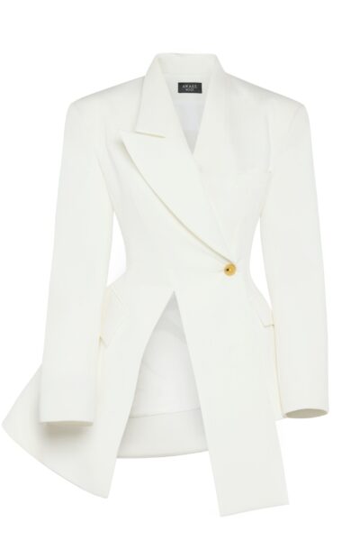 A.W.A.K.E. MODE Asymmetric Volume-Contrast Jacket White - Jackets - Conceptual Avant-Garde Fashion at Luxury Shoes 