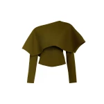 A.W.A.K.E. MODE Back To Front Asymmetric Oversized Collar Top Khaki Green - Tops - Conceptual Avant-Garde Fashion at Luxury Shoes 