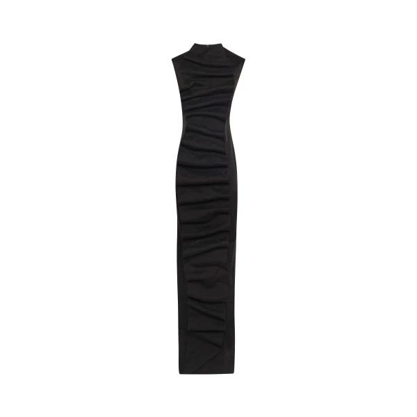 A.W.A.K.E. MODE Bib-Front Maxi Dress Black - Dresses - Conceptual Avant-Garde Fashion at Luxury Shoes 
