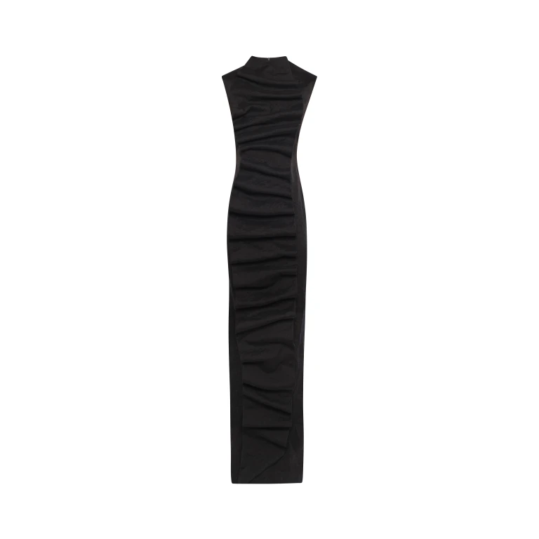 A.W.A.K.E. MODE Bib-Front Maxi Dress Black - Dresses - Conceptual Avant-Garde Fashion at Luxury Shoes 