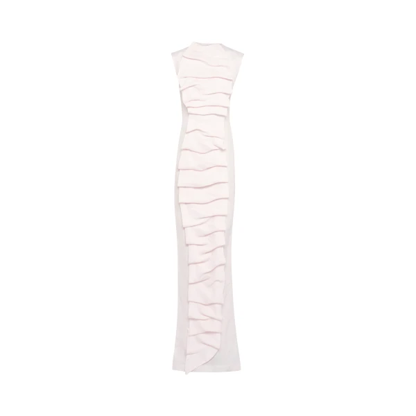 A.W.A.K.E. MODE Bib-Front Maxi Dress Pale Pink - Dresses - Conceptual Avant-Garde Fashion at Luxury Shoes 