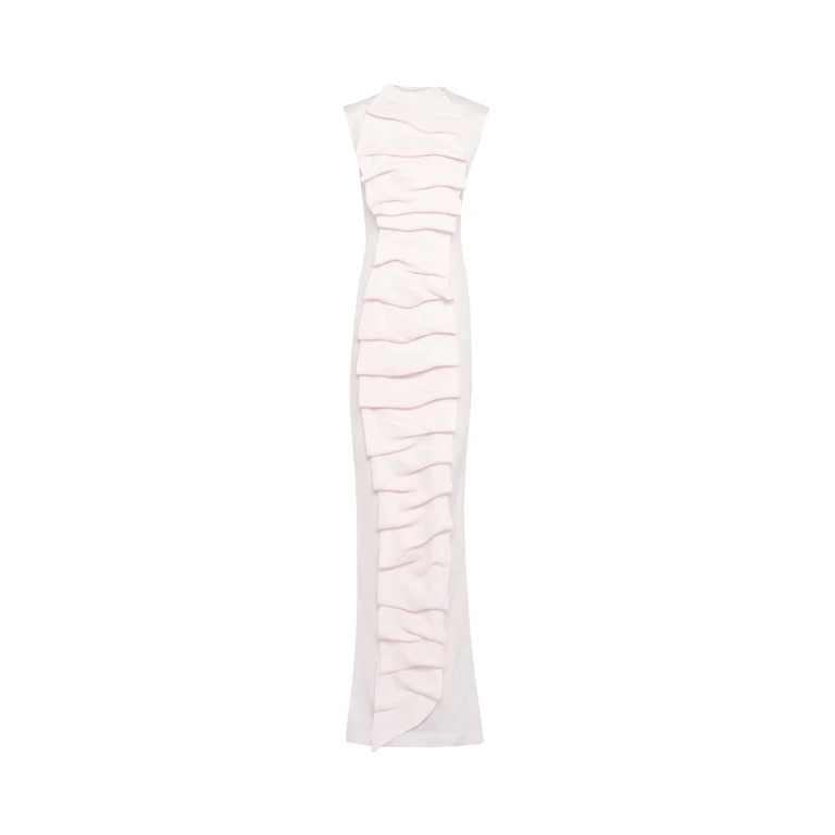 A.W.A.K.E. MODE Bib-Front Maxi Dress Pale Pink - Dresses - Conceptual Avant-Garde Fashion at Luxury Shoes 