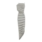 A.W.A.K.E. MODE Bib-Front Structured Dress With Open Back Light Grey Melange - Dresses - Conceptual Avant-Garde Fashion at Luxury Shoes 