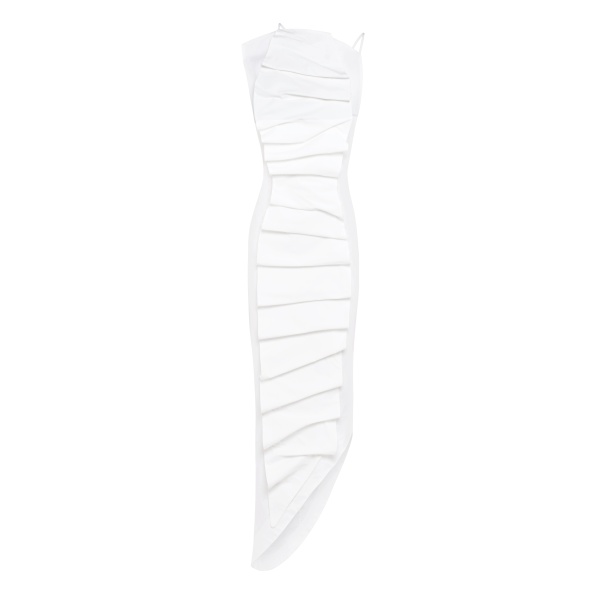 A.W.A.K.E. MODE Bib-Front Structured Dress With Open Back White - Dresses - Conceptual Avant-Garde Fashion at Luxury Shoes 