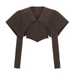 A.W.A.K.E. MODE Cropped Jacket With Collar Brown Check - Jackets - Conceptual Avant-Garde Fashion at Luxury Shoes 