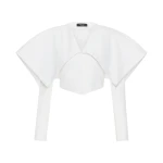 A.W.A.K.E. MODE Cropped Jacket With Collar White - Jackets - Conceptual Avant-Garde Fashion at Luxury Shoes 
