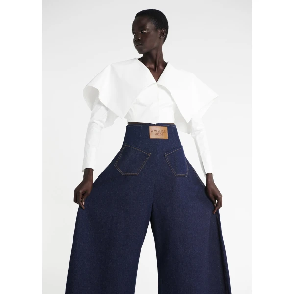A.W.A.K.E. MODE Cropped Jacket With Collar White - Jackets - Conceptual Avant-Garde Fashion at Luxury Shoes 