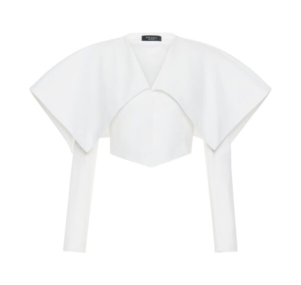 A.W.A.K.E. MODE Cropped Jacket With Collar White - Jackets - Conceptual Avant-Garde Fashion at Luxury Shoes 