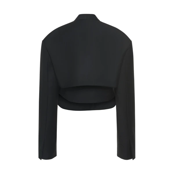 A.W.A.K.E. MODE Cropped Jacket With Insert Black - Jackets - Conceptual Avant-Garde Fashion at Luxury Shoes 
