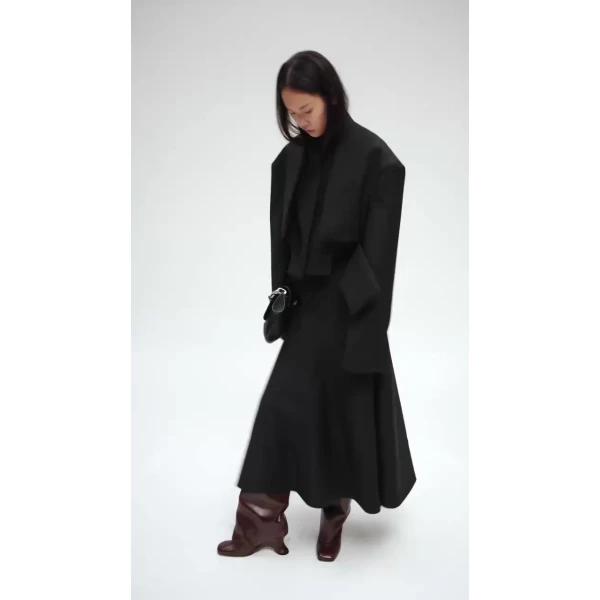 A.W.A.K.E. MODE Cropped Jacket With Insert Black - Jackets - Conceptual Avant-Garde Fashion at Luxury Shoes 