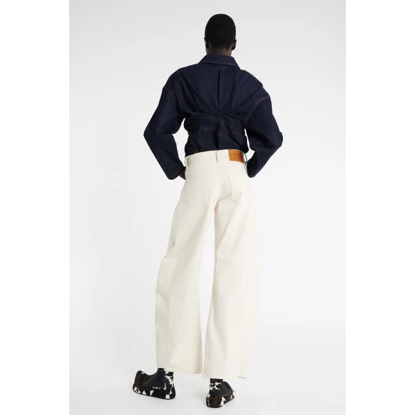 A.W.A.K.E. MODE Denim Jeans With Inserts Ecru - Pants - Conceptual Avant-Garde Fashion at Luxury Shoes 