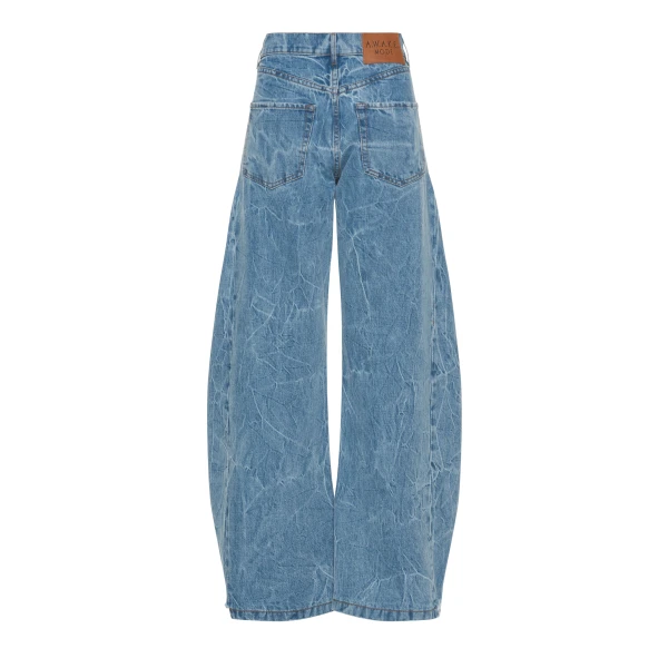 A.W.A.K.E. MODE Denim Jeans With Inserts Indigo Acid Wash - Pants - Conceptual Avant-Garde Fashion at Luxury Shoes 