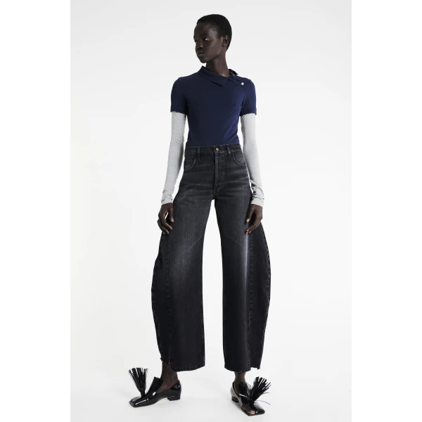A.W.A.K.E. MODE Denim Jeans With Inserts Washed Black - Pants - Conceptual Avant-Garde Fashion at Luxury Shoes 