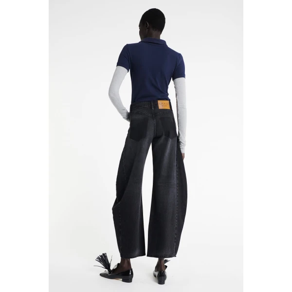A.W.A.K.E. MODE Denim Jeans With Inserts Washed Black - Pants - Conceptual Avant-Garde Fashion at Luxury Shoes 
