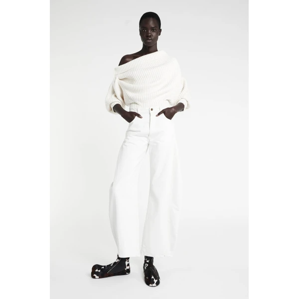 A.W.A.K.E. MODE Denim Jeans With Inserts White - Pants - Conceptual Avant-Garde Fashion at Luxury Shoes 