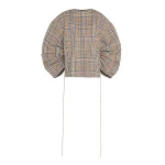 A.W.A.K.E. MODE Drawstring Sleeve Top Brown Check - Tops - Conceptual Avant-Garde Fashion at Luxury Shoes 