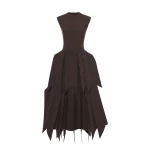 A.W.A.K.E. MODE Dress With Panel Brown Check - Dresses - Conceptual Avant-Garde Fashion at Luxury Shoes 