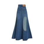 A.W.A.K.E. MODE Flared Back To Front Skirt With Cut Out Classic Blue Wash - Skirts - Conceptual Avant-Garde Fashion at Luxury Shoes 