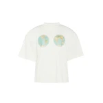 A.W.A.K.E. MODE Hemispheres Map Printed Voluminous Tee White - Tops - Conceptual Avant-Garde Fashion at Luxury Shoes 