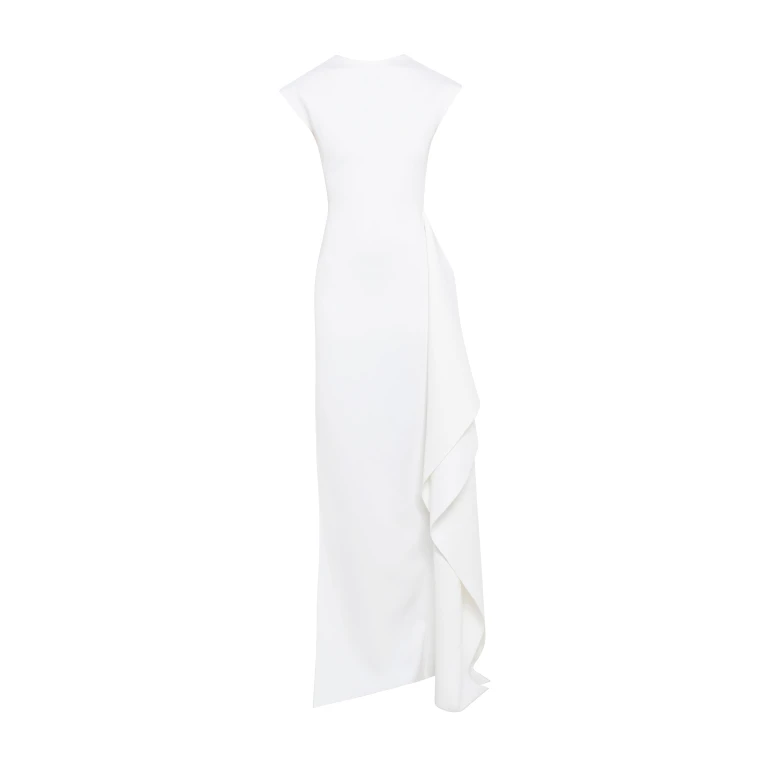 A.W.A.K.E. MODE High Neck Pencil Dress With Side Panel Detail White - Dresses - Conceptual Avant-Garde Fashion at Luxury Shoes 