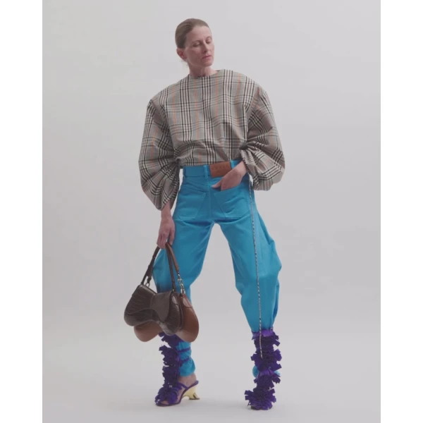 A.W.A.K.E. MODE Mirror Jeans With Side Inserts Bright Blue - Pants - Conceptual Avant-Garde Fashion at Luxury Shoes 