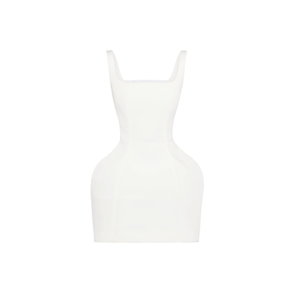 A.W.A.K.E. MODE Opened Neckline Sculpted Swan Dress White - Dresses - Conceptual Avant-Garde Fashion at Luxury Shoes 