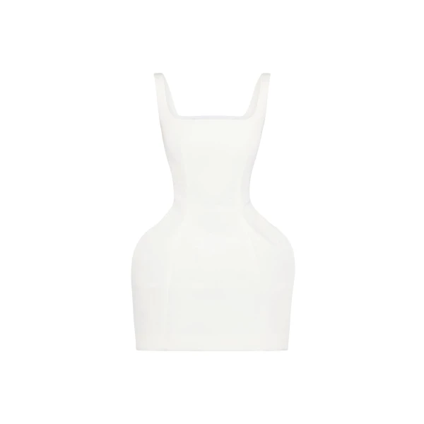 A.W.A.K.E. MODE Opened Neckline Sculpted Swan Dress White - Dresses - Conceptual Avant-Garde Fashion at Luxury Shoes 