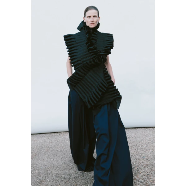 A.W.A.K.E. MODE Structural Top Black - Tops - Conceptual Avant-Garde Fashion at Luxury Shoes 